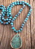 Boho Necklace, RH India Agated Blue and Green Natural Stone